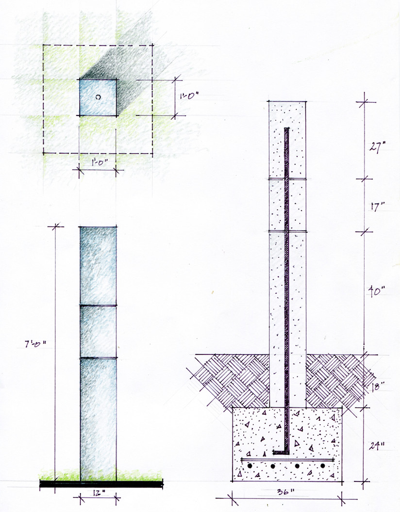 Section — stone set in its foundation