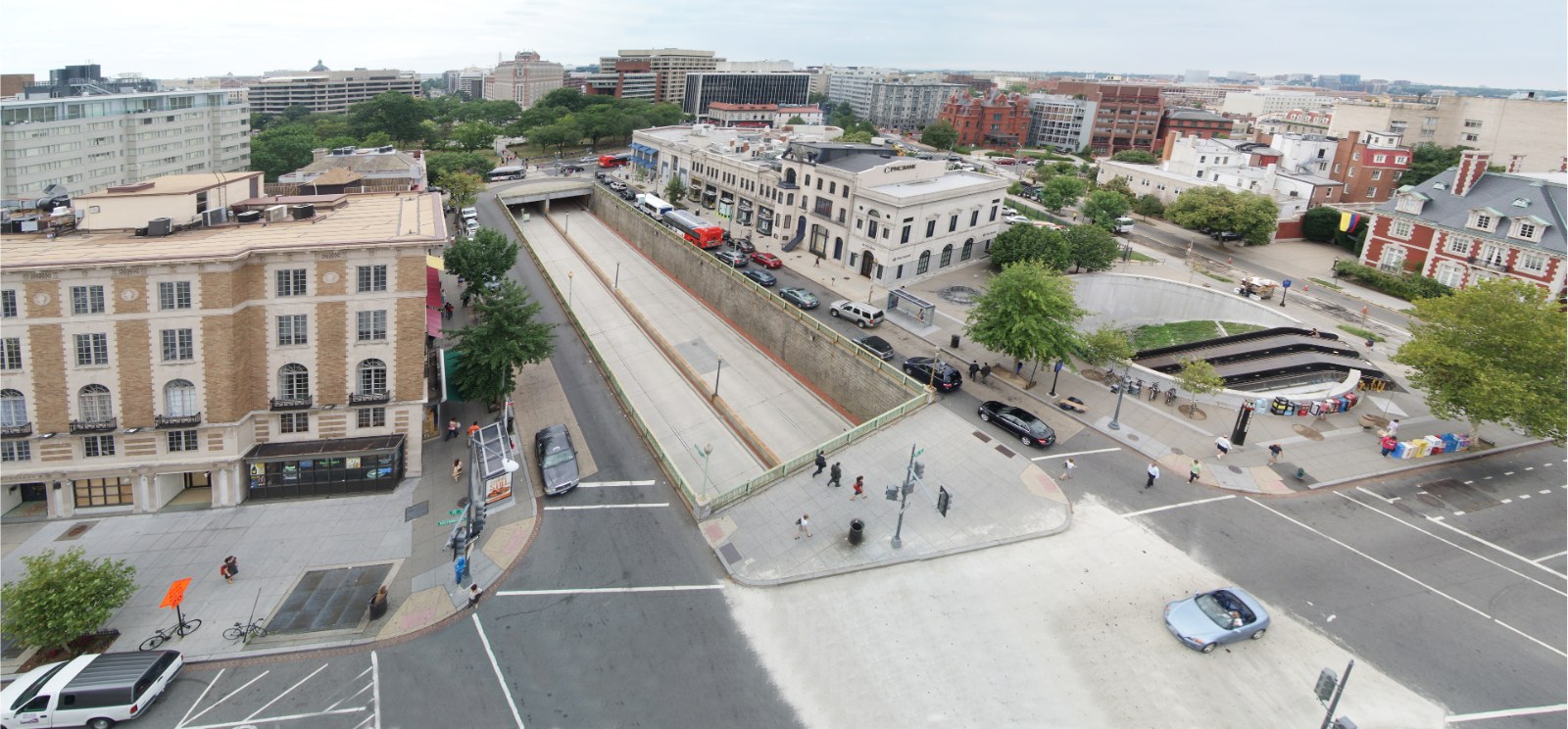 The Connecticut Avenue underpass before — the open trench at Dupont Circle
