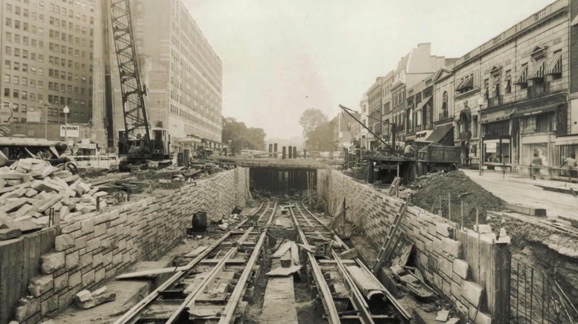 The streetcar tunnel under construction at Dupont Circle